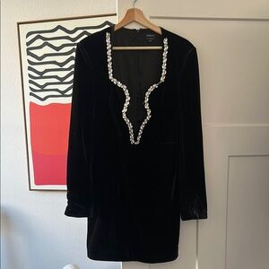 Bardot Black Long Sleeve Dress with Silver Accents